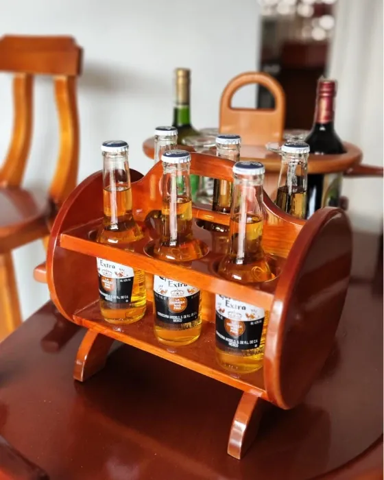 Porta Cervezas de Madera Cedro Elegante - Capacidad para 6 Botellas