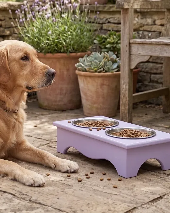 Comedero Elevado para Perro Pequeño - Soporte de Madera con Platos