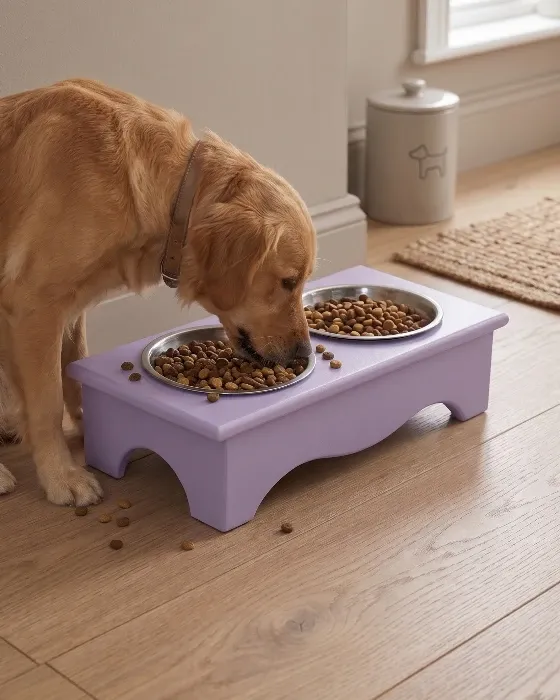 Comedero Elevado para Perro Pequeño - Soporte de Madera con Platos imagen 3